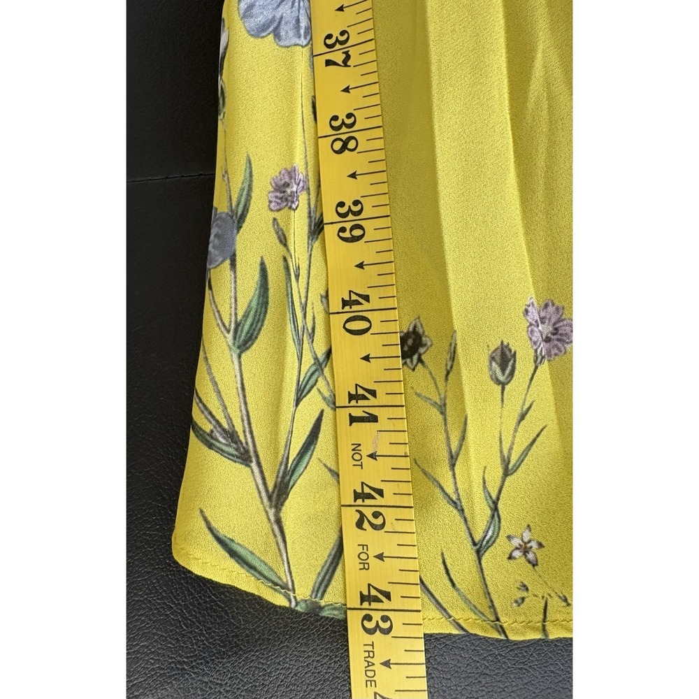 Self Portrait Womens Sleeveless Floral Pleated Asymmetrical Dress Yellow Size 10 - Picture 10 of 12